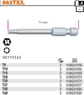 Beta KOŃCÓWKA WKRĘTAKOWA DŁ.PROFIL TORX T15 862TX/L15 - Klucze i nasadki - miniaturka - grafika 2
