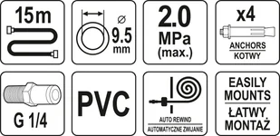 YATO PRZEWÓD PNEUMATYCZNY 9,5mm x 15m NA ZWIJAKU AUTOMATYCZNYM YT-24245 - Akcesoria pneumatyczne - miniaturka - grafika 3