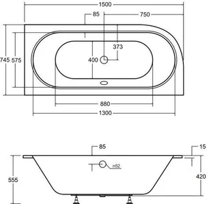 Besco Wanna 150x75 Avita Slim Prawa + Syfon #WAV-150-NPS - Wanny - miniaturka - grafika 3
