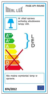 Ideal Lux Lampa Ścienna Page Ap1 Round Bianco 142586 Średnica 9,0 142586 - Lampy ścienne - miniaturka - grafika 3