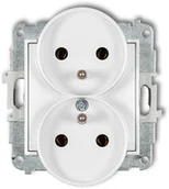 Gniazdka elektryczne - Karlik Gniazdo podwójne z uziemieniem MINI biały MGPR-2zp - miniaturka - grafika 1