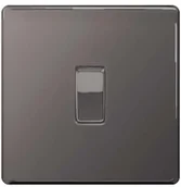 Listwy zasilające - BG Electrical BG Nexus schraubenlos powierzchni fbn12 światło Switch 1 Gang 2 sposoby, 10 AMP (czarna Niklowo) fbn12 - miniaturka - grafika 1