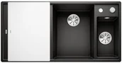 Zlewozmywaki - Blanco Zlew AXIA III 6S Czarny prawa korek auto. InFino deska szkło białe odsączarka stalowa 525850 - miniaturka - grafika 1