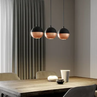 Euluna Lampa wisząca Midway czarna/miedziana 3-pkt. długa - Lampy sufitowe - miniaturka - grafika 2