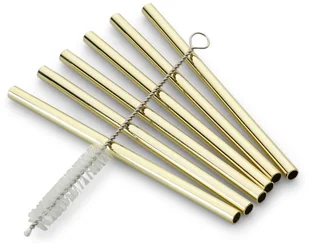ECHTWERK ECHTWERK Zestaw 6 słomek do napojów ze stali szlachetnej (Krótkie, Złoty) 4260238064021 - Słomki do napojów - miniaturka - grafika 2