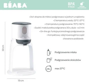 Beaba Bibexpresso Ekspres do mleka 2w1 White/grey - Podgrzewacze butelek i sterylizatory - miniaturka - grafika 5