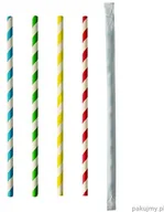 Słomki do napojów - PapStar Slomki z papieru pure, śr. 6 mm , 20 cm, paleta barw, Stripes, pojedynczo pak. 100 szt. 87514 - miniaturka - grafika 1