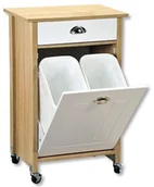 Wózki kuchenne - Kesper Barek na kółkach z koszem do segregacji śmieci drewniany wózek w kolorze dąb sonoma Kesper B01L7F22KW - miniaturka - grafika 1