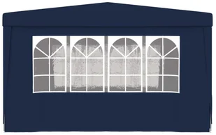 vidaXL Namiot imprezowy ze ściankami, 4x4 m, niebieski, 90 g/m - Pawilony ogrodowe - miniaturka - grafika 6