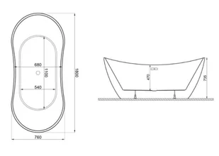 Polimat Wanna wolnostojąca 180x80x73,5 cm/230L akrylowa ,BIAŁA /RÓŻ POŁYSK 00405 - Wanny - miniaturka - grafika 6