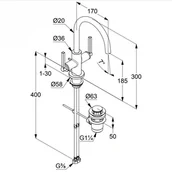 Baterie umywalkowe - Kludi Nova Fonte Bateria umywalkowa wysoka czarny mat 201183915 - miniaturka - grafika 1