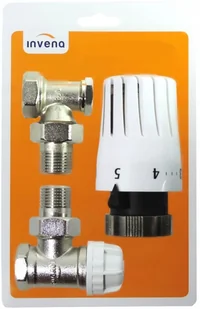 Invena Zestaw Termostatyczny Kątowy 1/2 Głowica+zawory Pl - Głowice termostatyczne - miniaturka - grafika 2