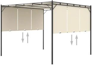vidaXL Altana ogrodowa z zasłoną boczną, 3 x 3 x 2,25 m, kremowa - Altany ogrodowe - miniaturka - grafika 5