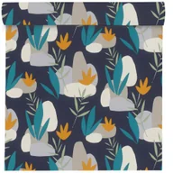 Tapety - Rasch Tapeta w listki 463453 granatowa winylowa na flizelinie - miniaturka - grafika 1