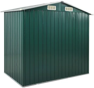 vidaXL Szopa ogrodowa z regałem, zielona, 205x130x183 cm, żelazna - Altany ogrodowe - miniaturka - grafika 6