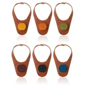 Pozostałe akcesoria barmańskie - Vacu Vin KOMPLET ZNACZNIKI Z KORKAMI NA BUTELKI 2W1 6 SZT SKÓRA + SILIKON LENA VV-18880606 - miniaturka - grafika 1