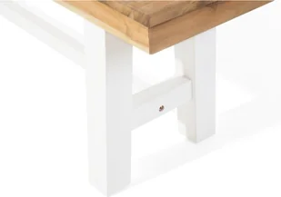 Beliani Ławka drewniana biała/brązowa SCANIA - Ławki ogrodowe - miniaturka - grafika 4