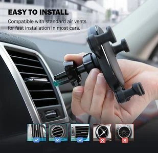 Crong Crong Gravity Auto-Lock Car Holder Uchwyt samochodowy grawitacyjny do telefonu 4,7-6,5 czarny) 10_17739 - Uchwyty samochodowe do telefonów - miniaturka - grafika 8