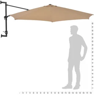 vidaXL Parasol ścienny z LED, na metalowym słupku, 300 cm, kolor taupe 312525 - Parasole ogrodowe - miniaturka - grafika 10