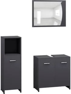 vidaXL vidaXL 3-częściowy zestaw mebli łazienkowych, szary, płyta wiórowa 8720286166109 - Meble łazienkowe - miniaturka - grafika 2