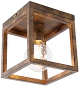 Lampy sufitowe - QAZQA Przemysłowy plafon rdzawobrązowy - Cage - miniaturka - grafika 1
