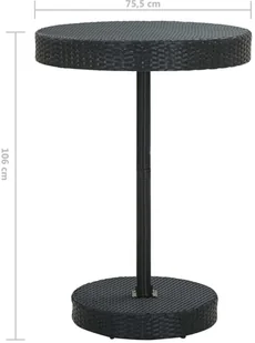 vidaXL Stolik ogrodowy, czarny, 75,5 x 106 cm, polirattan - Stoły ogrodowe - miniaturka - grafika 4