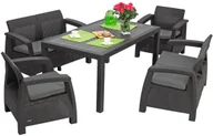 Meble ogrodowe - Allibert Zestaw wypoczynkowy CORFU FIESTA II 6-osobowy - grafitowy - grafitowy 15-142 - miniaturka - grafika 1