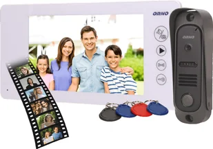 Orno Zestaw wideodomofonowy bezsłuchawkowy, kolor, 7" LCD, pin hole, pamięć, z czytnikiem breloków zbliżeniowych, biały, ARCUS RFID OR-VID-JS-1053/W - Wideodomofony - miniaturka - grafika 2
