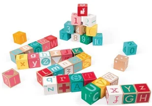 Janod Klocki drewniane z matą do zabawy - literki i cyferki JND3700217380779 - Klocki - miniaturka - grafika 5