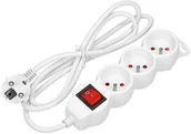 Wyłączniki światła i elektryczne - Orno Polska sp. z o.o. Przedłużacz 3-krotny 2P+Z, z wyłącznikiem, 3m H05VV-F 3x1,0mm2, Imax=10A (biały) OR-AE-13146/W/3M - miniaturka - grafika 1