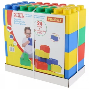 Wader Quality Toys Zestaw Klocków XXL 24 Elementy + 24 łączniki 68019 - Klocki - miniaturka - grafika 3