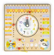 Zabawki sensoryczne - Drewniana Tablica Manipulacyjna Kalendarz Zegar - miniaturka - grafika 1