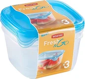 Pojemniki kuchenne - Curver 207756-3 BTES Herm kwadratowy Fresh' N GB (3 x 1,2 l) tworzywo sztuczne przezroczyste/niebieskie 16 x 16 x 12 cm 08560-051-49 - miniaturka - grafika 1