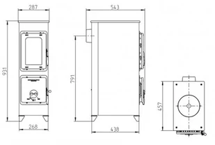 Ekoprojekt 888 POMA Piec wolnostojący Thorma 2,5-8,5 kW na drewno i brykiet spaliny tył) spełnia anty-smogowy EkoProjekt 88879699 - Piece wolnostojące - miniaturka - grafika 2