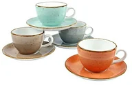 Serwisy do kawy i herbaty - Creatable 17725 seria Vintage Nature, zestaw-częściowy zestaw filiżanek do kawy zestaw naczyń 8-częściowy, porcelana, wielokolorowa, 22.5 x 16 x 22.5 cm, 4 jednostki 17725 - miniaturka - grafika 1