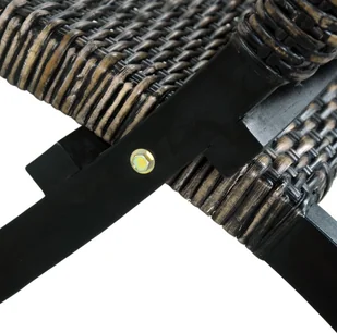 vidaXL Krzesło, czarne, naturalny rattan kubu i lite drewno mahoniowe - Krzesła - miniaturka - grafika 6