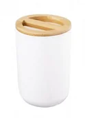 Kubki na szczoteczki do zębów - Domotechnika Kubek z uchwytem na szczoteczki do zębów 72x115 mm, biały/bambus SNOW SH/7580 - miniaturka - grafika 1