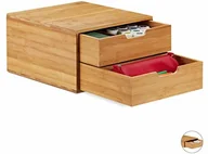 Kosmetyczki, organizery i kuferki - Relaxdays Relaxdays, Naturalna szafka z szufladami bambusowymi, organizer do szuflad, naturalny wygląd, organizer stołowy biurowy, wys. x szer. x gł. x gł.: 18 x 30 x 31 cm, 2 10024599_340 - miniaturka - grafika 1
