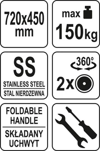 YATO WÓZEK PLATFORMOWY SKŁADANY STAL NIERDZEWNA YG-09080 - Wózki magazynowe - miniaturka - grafika 5