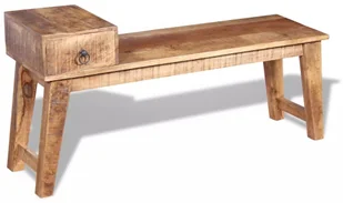 Ławka z szufladą z drewna mangowego 120x36x60cm - Ławki do przedpokoju - miniaturka - grafika 6