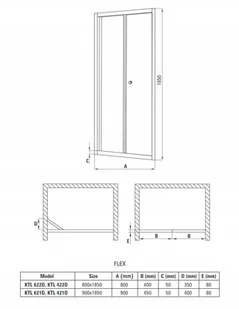 Deante Flex 90 KTL 621D - Ścianki i drzwi prysznicowe - miniaturka - grafika 2