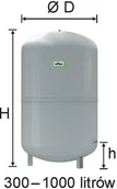 Akcesoria grzewcze - Reflex Ciśnieniowe naczynie przeponowe do układów grzewczych i chłodniczych typu N-300 6 BAR HBX254 - miniaturka - grafika 1