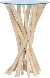 vidaXL vidaXL Stolik kawowy ze szklanym blatem, 35x35x50 cm, drewno tekowe - Ławy i stoliki kawowe - miniaturka - grafika 5