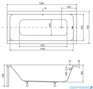 Besco Modern 130x70cm wanna prostokątna + obudowa + syfon (#WAM-130-MO/#OAM-130-MO/19975) - Wanny - miniaturka - grafika 2