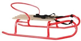 VS VS, Sanki metalowe z oparciem Tomek, czerwony - Sanki i ślizgacze - miniaturka - grafika 2