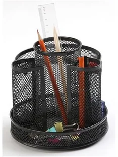 Przybornik biurkowy obrotowy czarny metalowy - Przybory szkolne - miniaturka - grafika 2