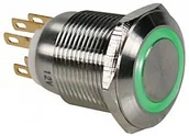 Podzespoły elektroniczne - Velleman PRZYCISK ZE STALI NIERDZEWNEJ SPDT 1NO 1NC - zielony pierścień - 19mm R1900G - miniaturka - grafika 1