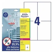 Folie do drukarek - Avery Folia samoprzylepna antydrobnoustrojowa (antybakteryjna) usuwalna 105x148mm ZWECKFORM przezroczysta 10 arkuszy 40 etykiet /L8013REV-10/ ZW742-20 - miniaturka - grafika 1