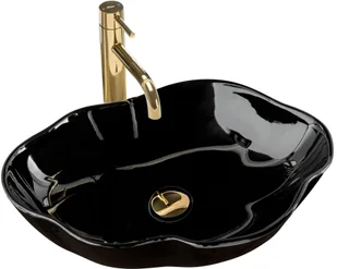 Rea Łazienka z wyobraźnią Umywalka Nablatowa Asymetryczna Pearl Shiny Czarna W Połysku U0858 - Umywalki - miniaturka - grafika 2