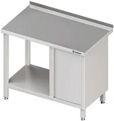 Stoły gastronomiczne - Stalgast Stół przyścienny z szafką z drzwiami skrzydłowymi (P) i półką 1700x600x - miniaturka - grafika 1